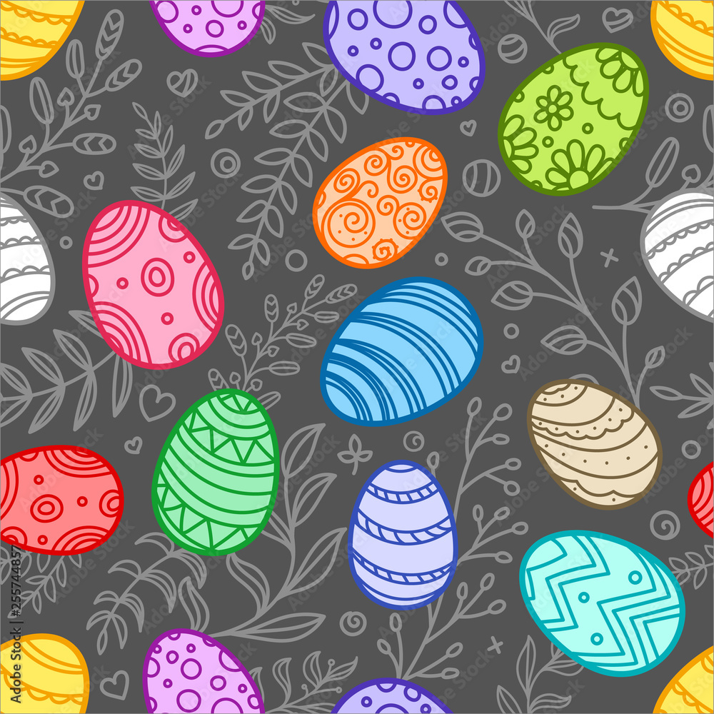 Poster happy easter color seamless pattern. vector easter background