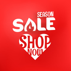 Season sale offer. Shopping banner template with gift boxes and abstract flowers. Shop now concept