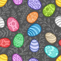 Happy Easter color seamless pattern. Vector Easter background