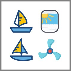 4 maritime icon. Vector illustration maritime set. ship propeller and porthole icons for maritime works