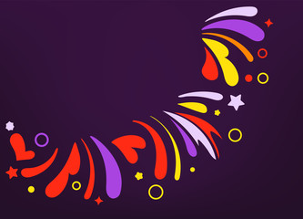 Party flyer frame template. Colorful abstract fireworks. Template for a text