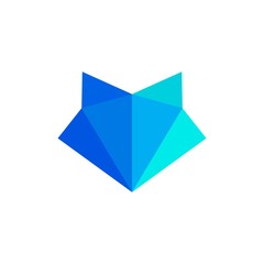 Vector abstract fox logo blue