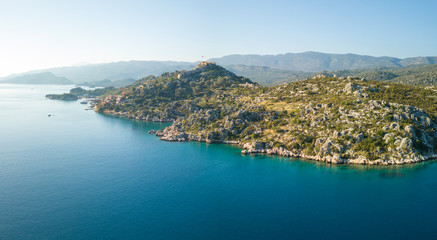 Fototapeta na wymiar Drone View Kalekoy Castle Coast Turkey