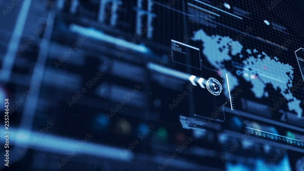 Poster 3d rendering circle hud head up display interface with ui map graph bar element for futuristic cyber