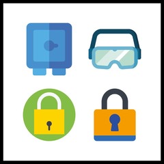 4 password icon. Vector illustration password set. padlock and secure icons for password works