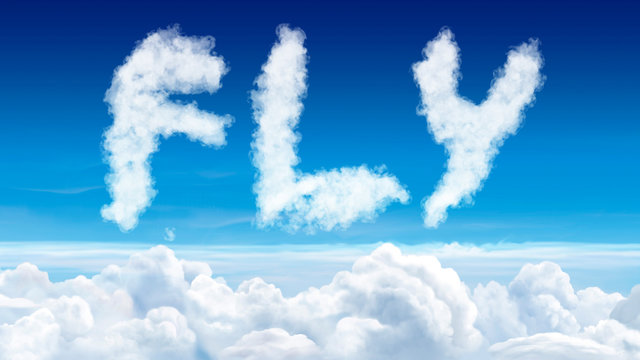 Wolken in Form des Wortes "FLY"