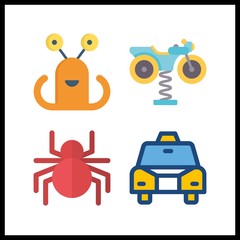 4 light icon. Vector illustration light set. spider and alien icons for light works