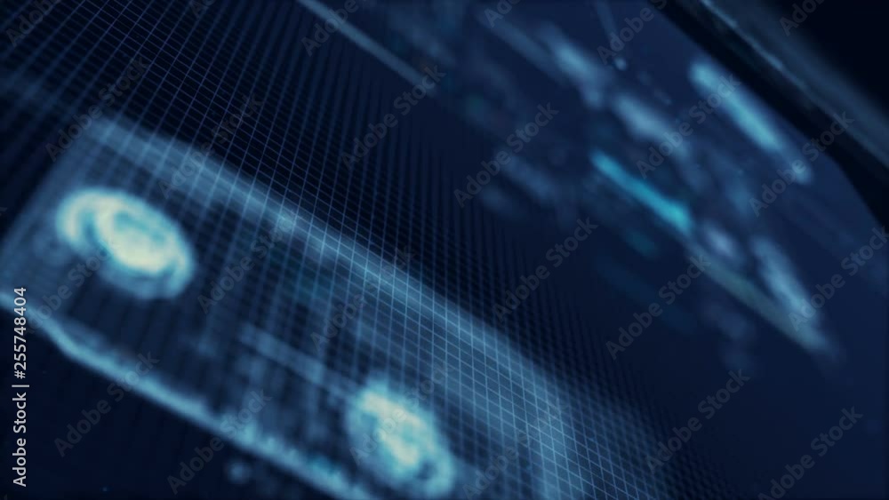 Poster 3d rendering circle hud head up display interface with ui map graph bar element for futuristic cyber