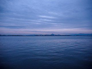 The vast view of the lake and the horizon