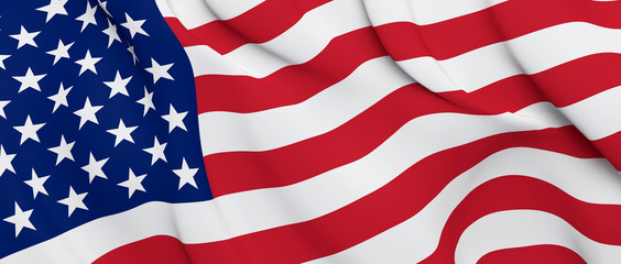 Obraz premium United States Flag Close Up Illustration. Waving flag of USA