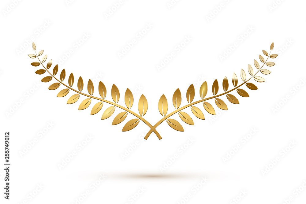 Wall mural golden shiny laurel wreath isolated on white background. vector design element. - Wall murals