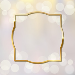 Shiny sparkling golden frame on blurred background vector illustration