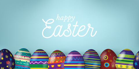 Happy Easter cartoon web banner vector template