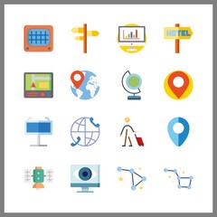 Fototapeta premium 16 map icon. Vector illustration map set. satellite and monitor icons for map works