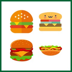 4 lettuce icon. Vector illustration lettuce set. hamburger and sandwich icons for lettuce works