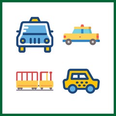 4 waiting icon. Vector illustration waiting set. taxi and kid railway icons for waiting works