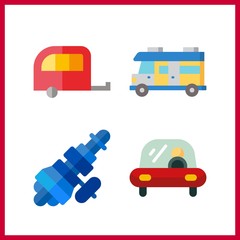 4 trailer icon. Vector illustration trailer set. distribution and rv icons for trailer works