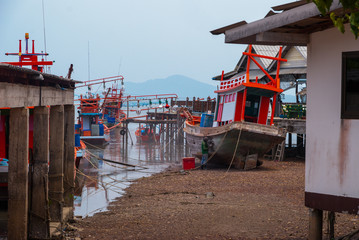 Fototapeta na wymiar Port pier at Koh Lanta, Thailand