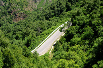 Mountain road among the green hills