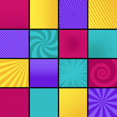 Big set of colorful comic backgrounds. Vector illustration