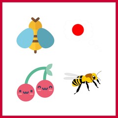 4 blossom icon. Vector illustration blossom set. japan and bee icons for blossom works