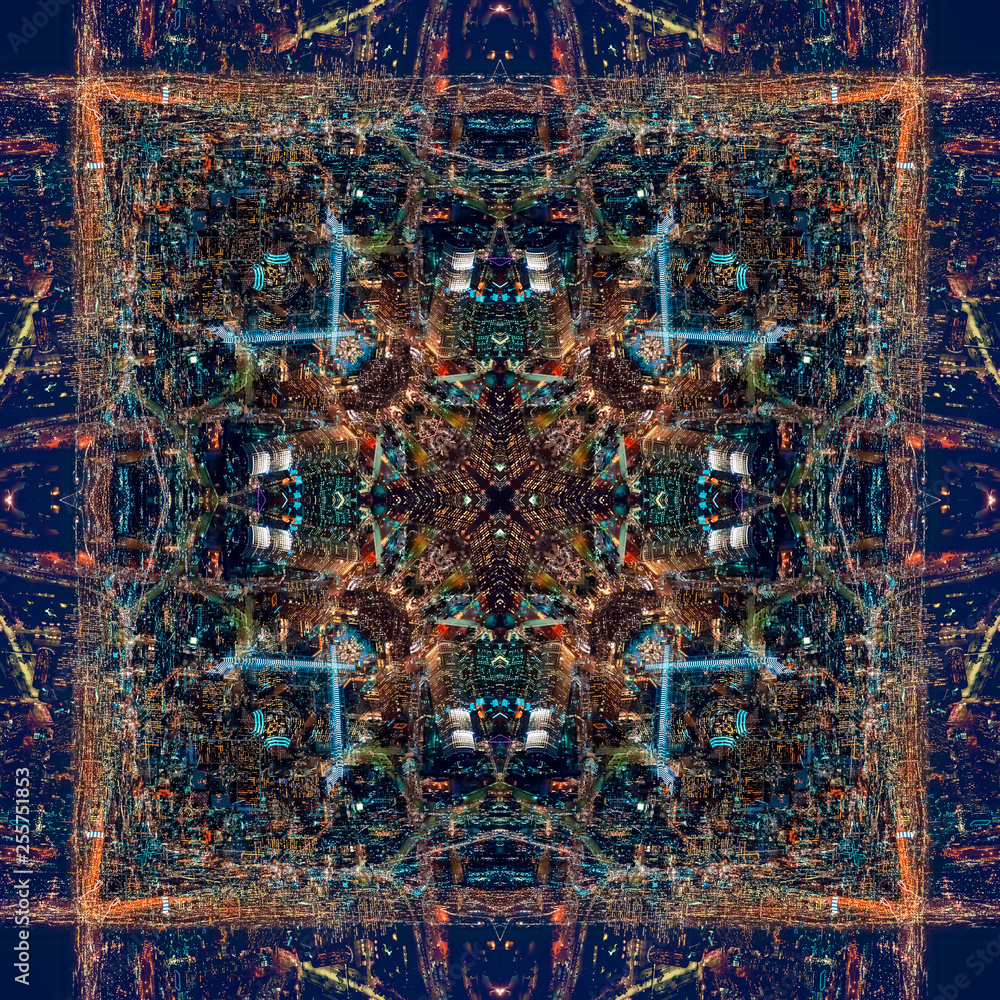 Poster abstract geometric symmetrical fractal background pattern design