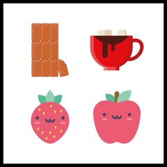 4 piece icon. Vector illustration piece set. chocolate and apple icons for piece works