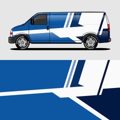 car livery blue van wrap design wrapping sticker and decal design for corporate company branding vector