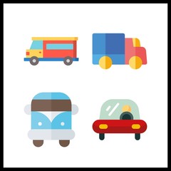 Naklejka premium 4 logistic icon. Vector illustration logistic set. truck and van icons for logistic works