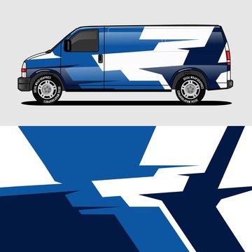 car livery blue van wrap design wrapping sticker and decal design for corporate company branding vector