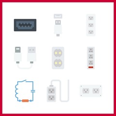 9 plug icon. Vector illustration plug set. wiring and socket icons for plug works