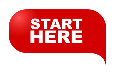 red vector banner start here