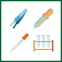4 dropper icon. Vector illustration dropper set. drepper and test tube icons for dropper works