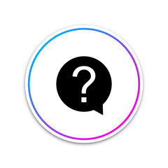 Question mark in circle icon isolated on white background. Hazard warning symbol. Circle white button. Vector Illustration