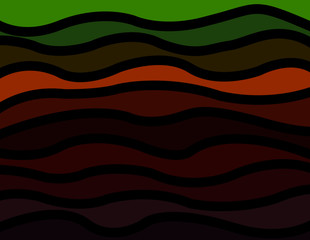 abstract vector illustration multicolored waves separated by black border, background