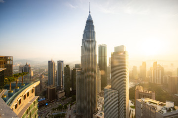 Fototapeta premium Sunrise view over Kuala Lumpur cityscape