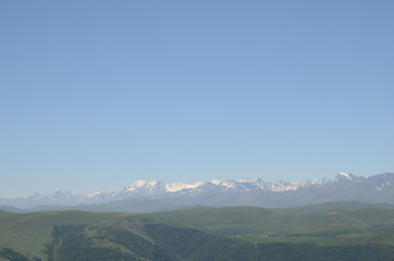 Mountains with peaks covered with snow,  Caucasus