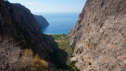 Butterfly Valley beach near Oludeniz in Turkey