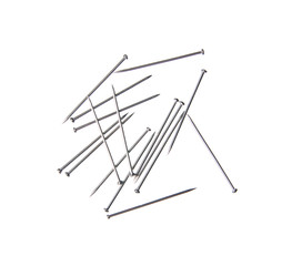 Sewing needles on a white background isolation, top view