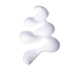 Cosmetic foam mousse on white background isolation, top view