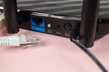 Wlan router with disconnected internet cable.