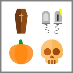 4 evil icon. Vector illustration evil set. skull and shocker icons for evil works