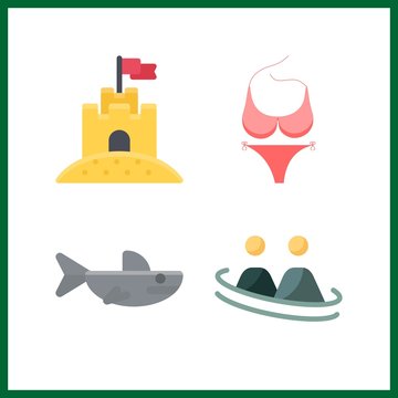 4 swimming icon. Vector illustration swimming set. frienship and shark icons for swimming works