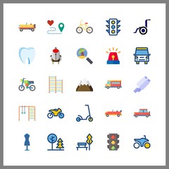 road icon. scooter and mountain vector icons in road set. Use this illustration for road works.