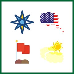 4 wind icon. Vector illustration wind set. usa and windrose icons for wind works