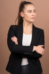 Obraz premium a successful business girl in a office