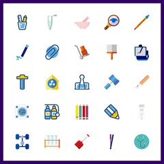 25 tool icon. Vector illustration tool set. chassis and pencil case icons for tool works