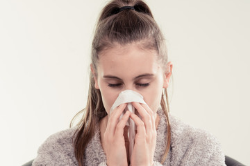 a sick girl with the cold