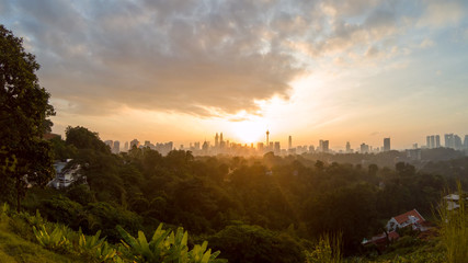 Sunrise view over Kuala Lumpur cityscape