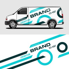 car livery light blue van wrap design wrapping sticker and decal design for corporate company branding vector